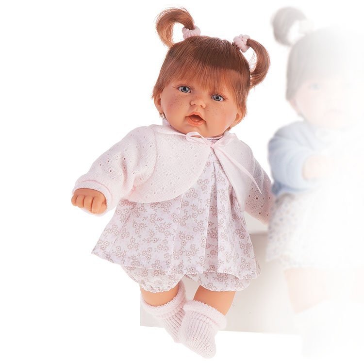 Antonio Juan doll 27 cm - Petit redhair with pigtails and with pink dress 