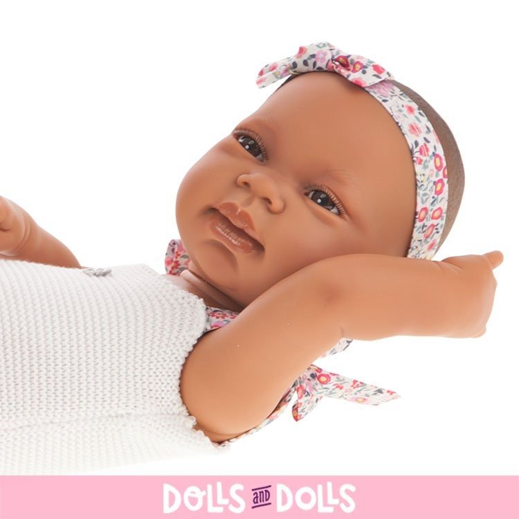 Antonio Juan doll 42 cm - Newborn girl mixed race doll with white swimsuit