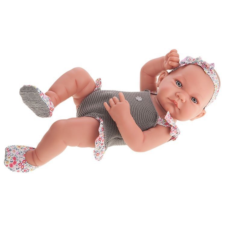 Antonio Juan doll 42 cm - Newborn girl Nica doll with grey swimsuit