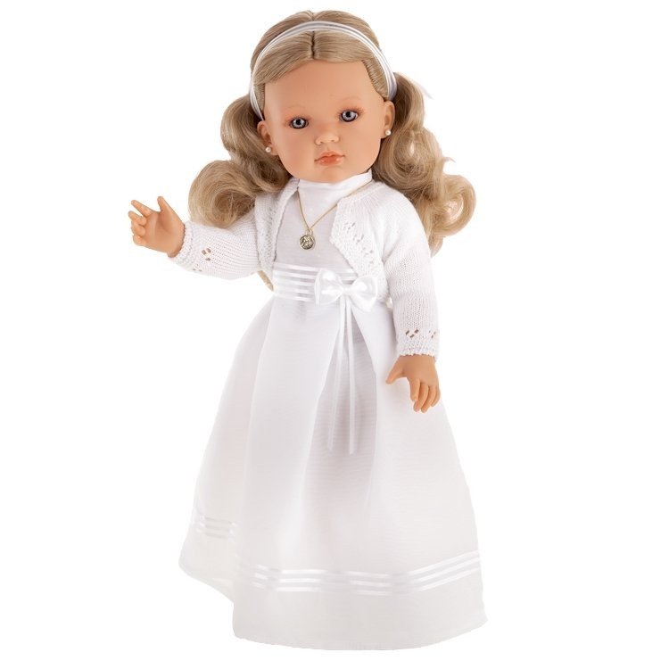 Antonio Juan doll 45 cm - Bella blonde communion with white dress, stitched jacket and certificate
