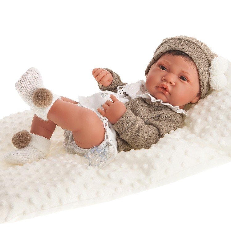 Antonio Juan doll 42 cm - Newborn boy with cushion