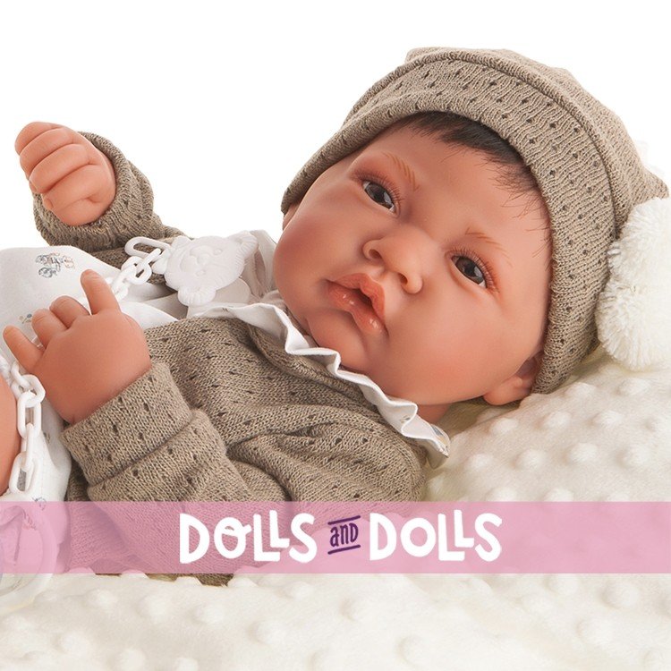 Antonio Juan doll 42 cm - Newborn boy with cushion