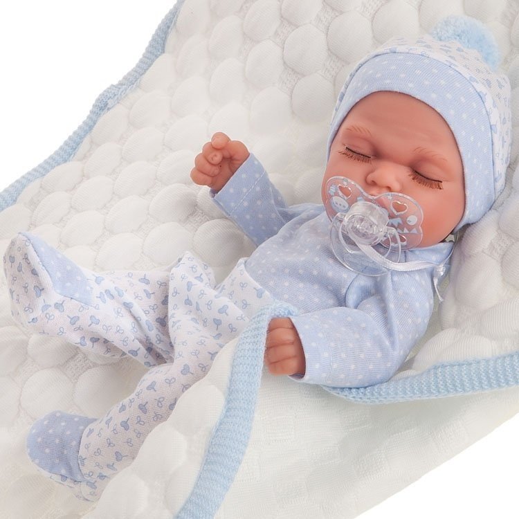 Antonio Juan doll 26 cm - Luni with quilted blue blanket