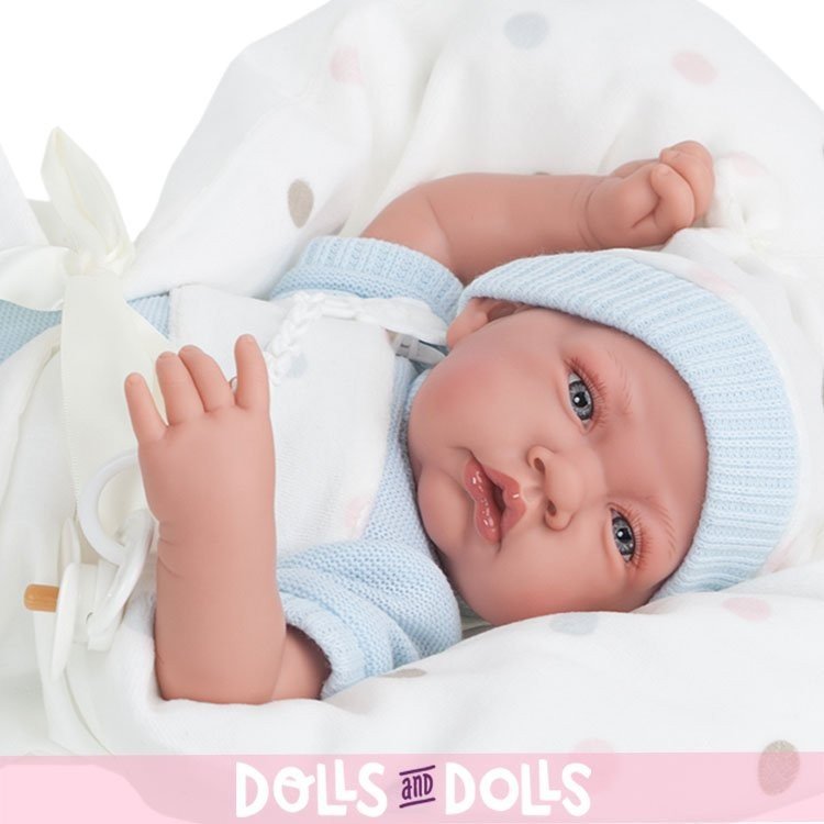 Antonio Juan doll 40 cm - Born with blue dress and blanket