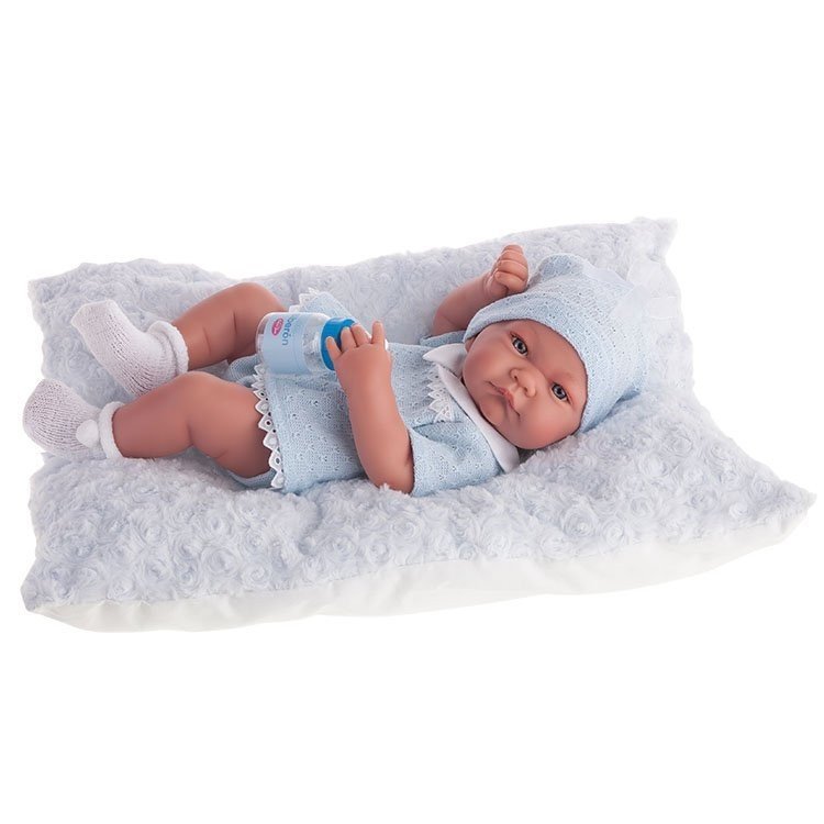 Antonio Juan doll 42 cm - Newborn Nico boy and pillow and bottle