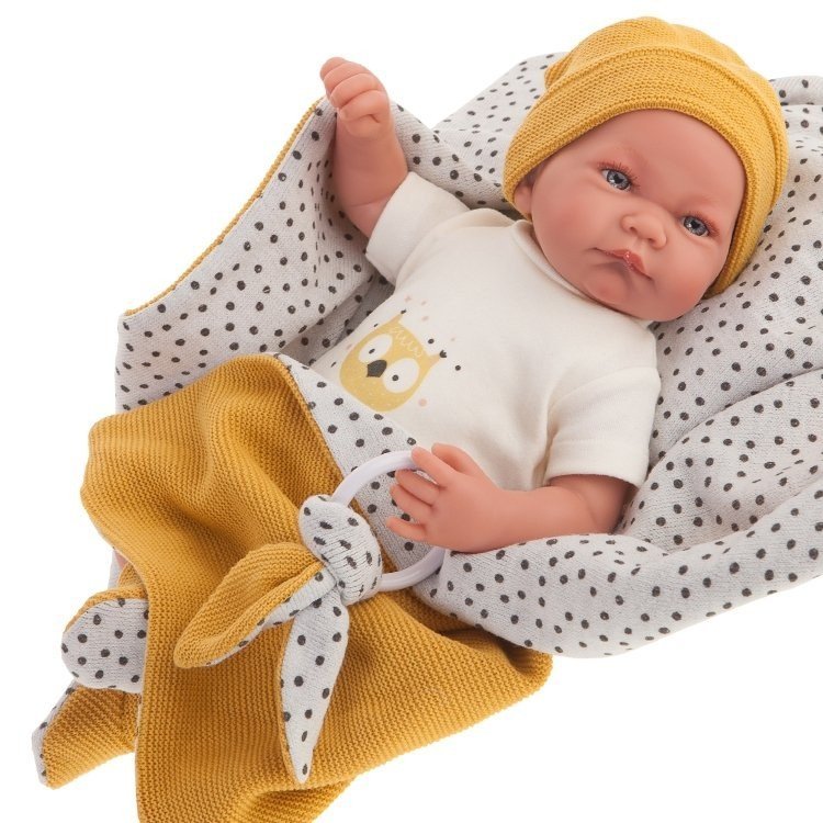 Antonio Juan doll 40 cm - Born Nico with mustard blanket