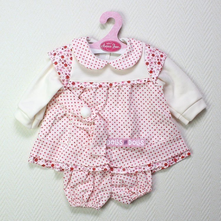 Outfit for Antonio Juan doll - Dress with red polka dots and headband 40-42 cm