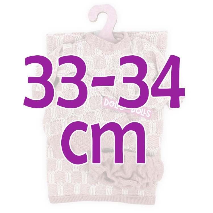 Outfit for Antonio Juan doll 33-34 cm - Pink knit outfit with matching hat and blanket