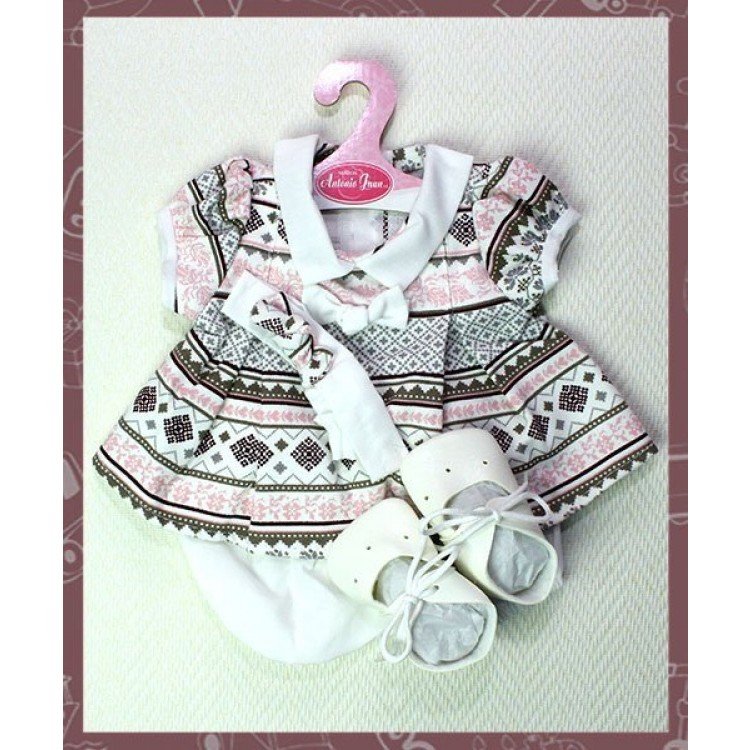 Vestido grecas con zapatos y diadema 40-42 cm