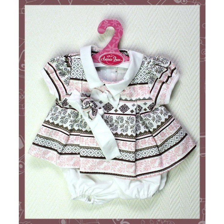Vestido grecas rosa con diadema 40-42 cm