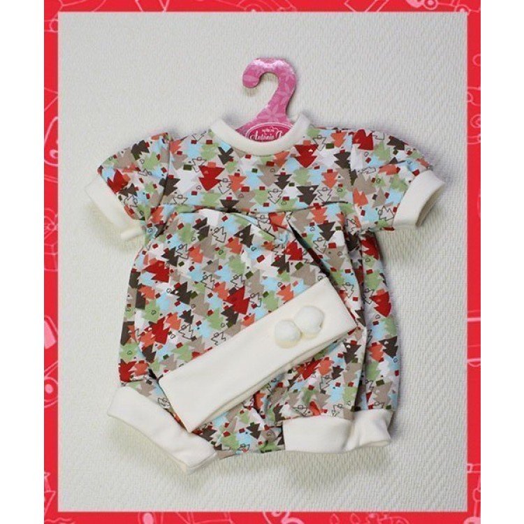 Outfit for Antonio Juan doll - Pajama with multicolour firs 40-42 cm
