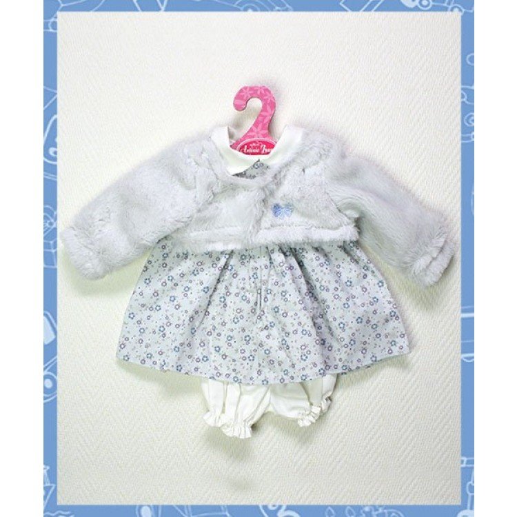 Vestido azul flores con chaqueta gris 40-42 cm