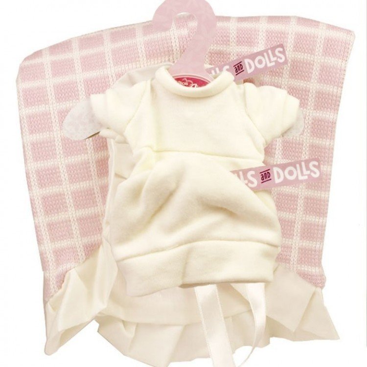 Outfit for Antonio Juan doll 26-27 cm - Beige romper with hat and blanket 