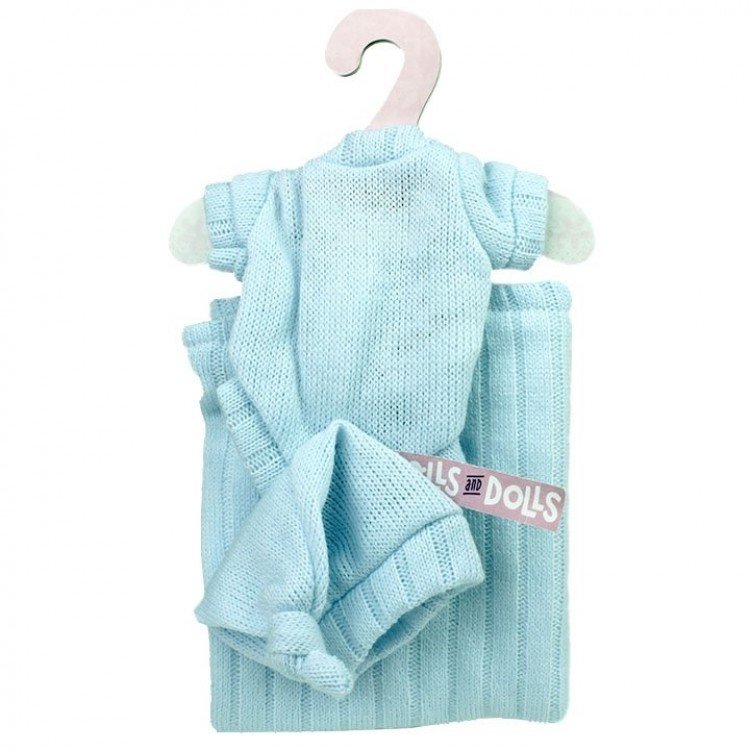 Outfit for Antonio Juan doll 26-27 cm - Blue romper with hat and blanket