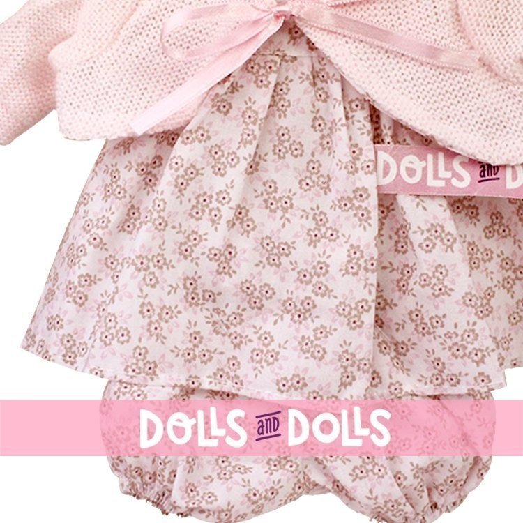 Outfit for Antonio Juan doll 26-27 cm - Flower printed dress with pink jacket