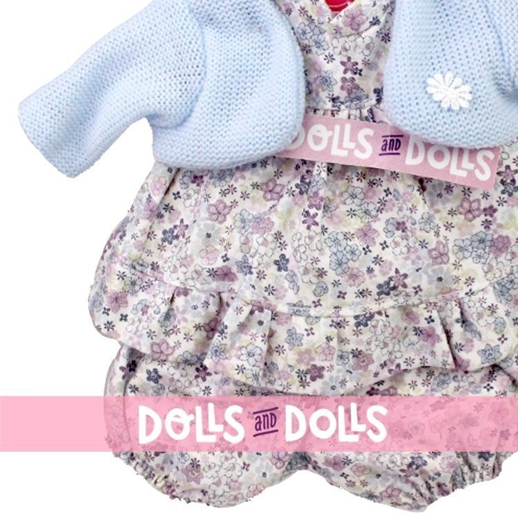 Outfit for Antonio Juan doll 26-27 cm - Flower printed outfit with light blue jacket