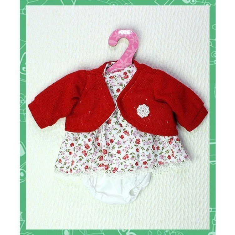 Vestido flores con chaqueta roja 33-34 cm