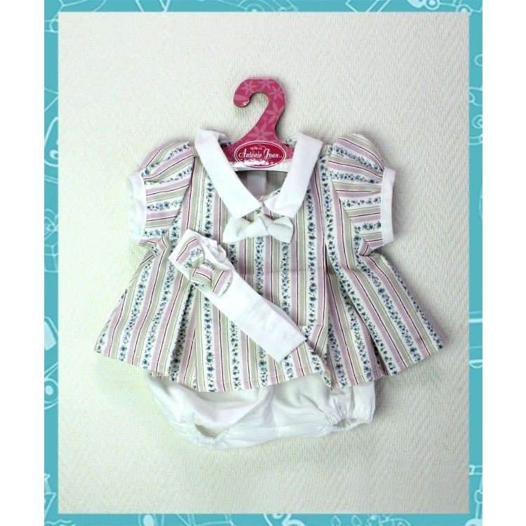 Flowers and stripes dress 40-42 cm