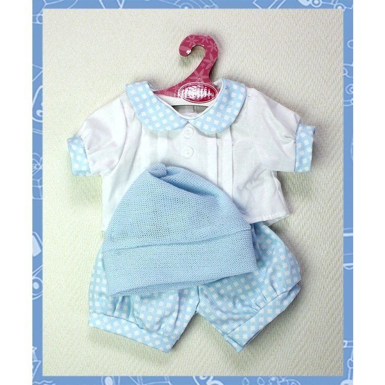 Set blue with squares with hat 40-42 cm