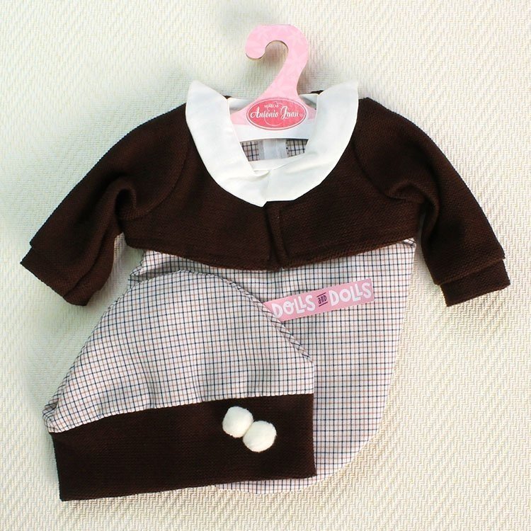 Outfit for Antonio Juan doll - Brown rompers, jacket and hat  40-42 cm