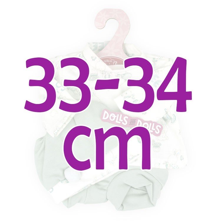 Outfit for Antonio Juan doll 33-34 cm - Green printed outfit with hat