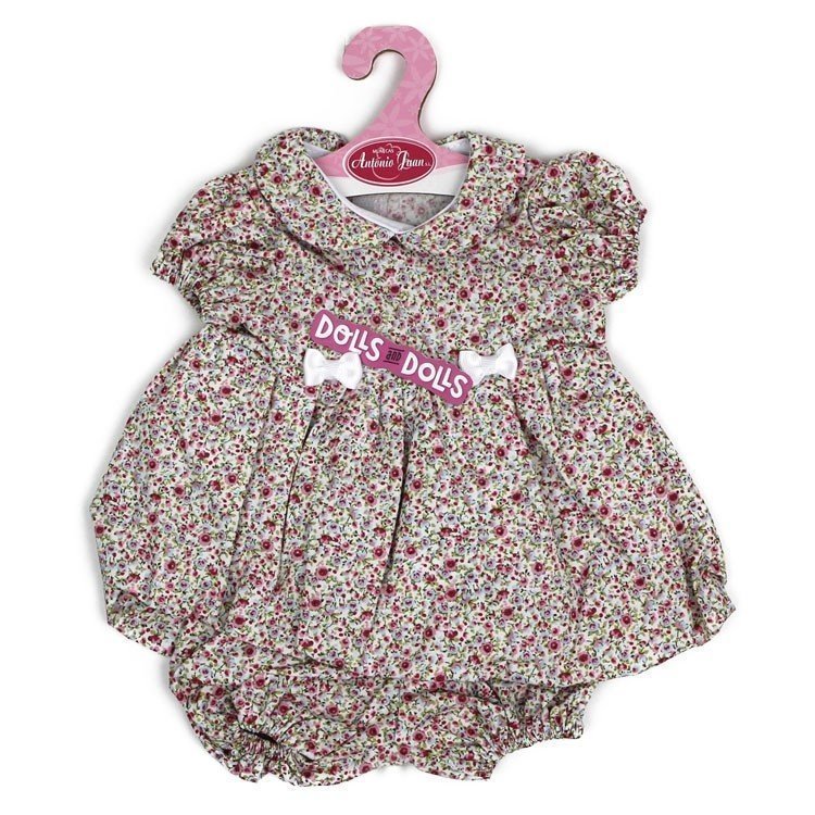 Outfit for Antonio Juan doll 40-42 cm - Dress with fuchsia flowers and matching knickers