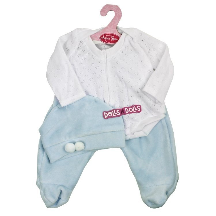 Outfit for Antonio Juan doll 40-42 cm - White and blue pyjamas with hat