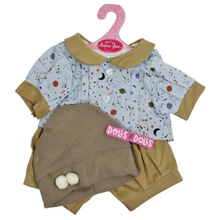 Outfit for Antonio Juan doll 40-42 cm - Blue stars printed outfit with hat