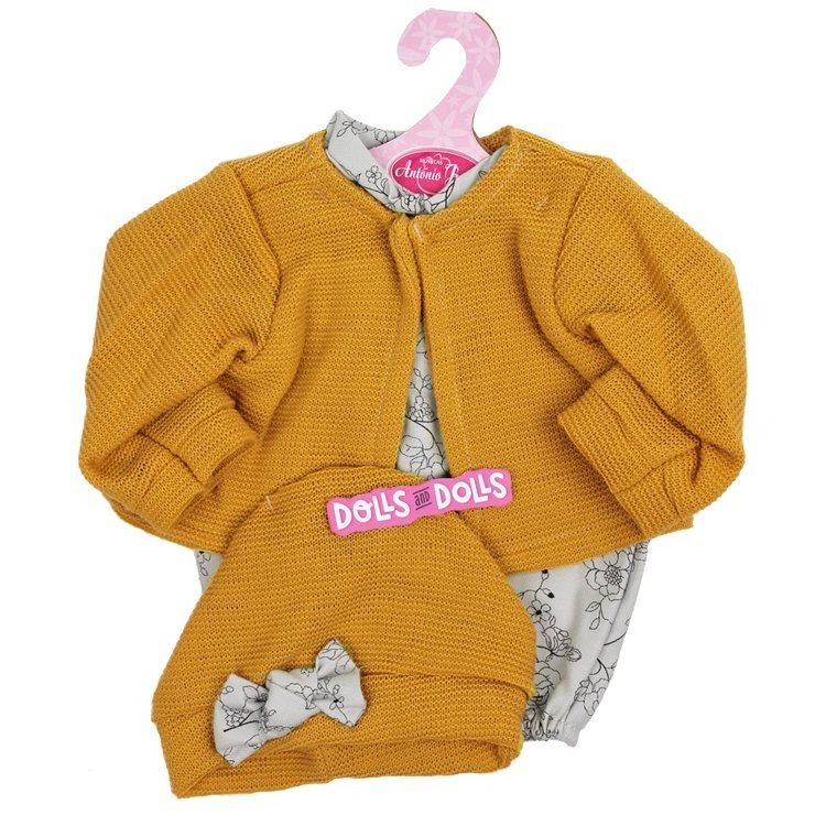 Outfit for Antonio Juan doll 40-42 cm - Flower romper with mustard jacket and hat