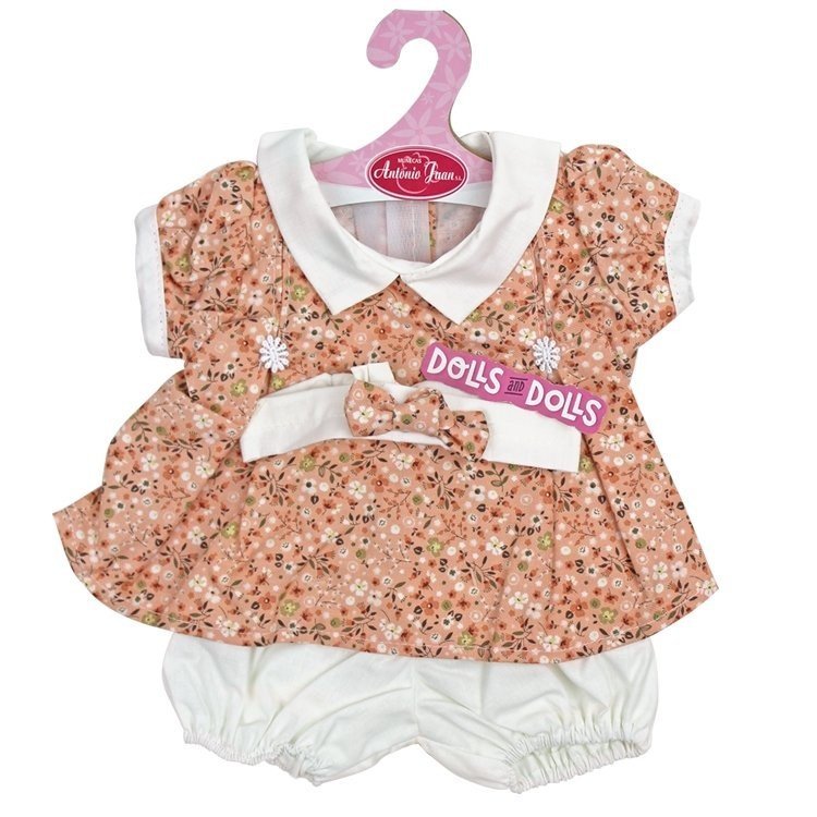 Outfit for Antonio Juan doll 40-42 cm - Salmon floral printed dress with headband