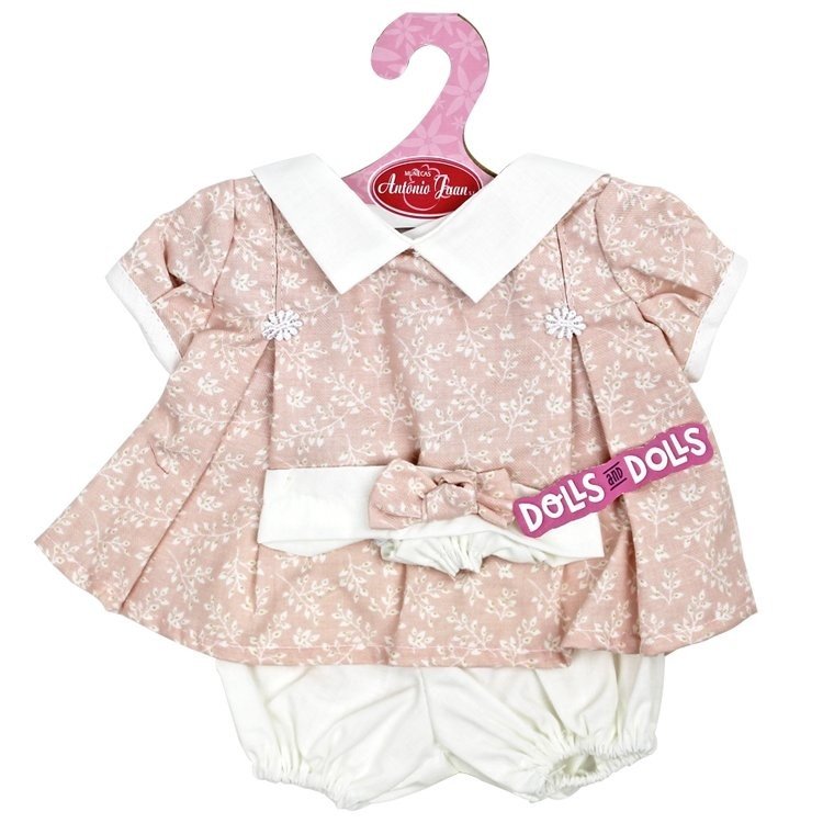 Outfit for Antonio Juan doll 40-42 cm - Pink and white printed dress with headband