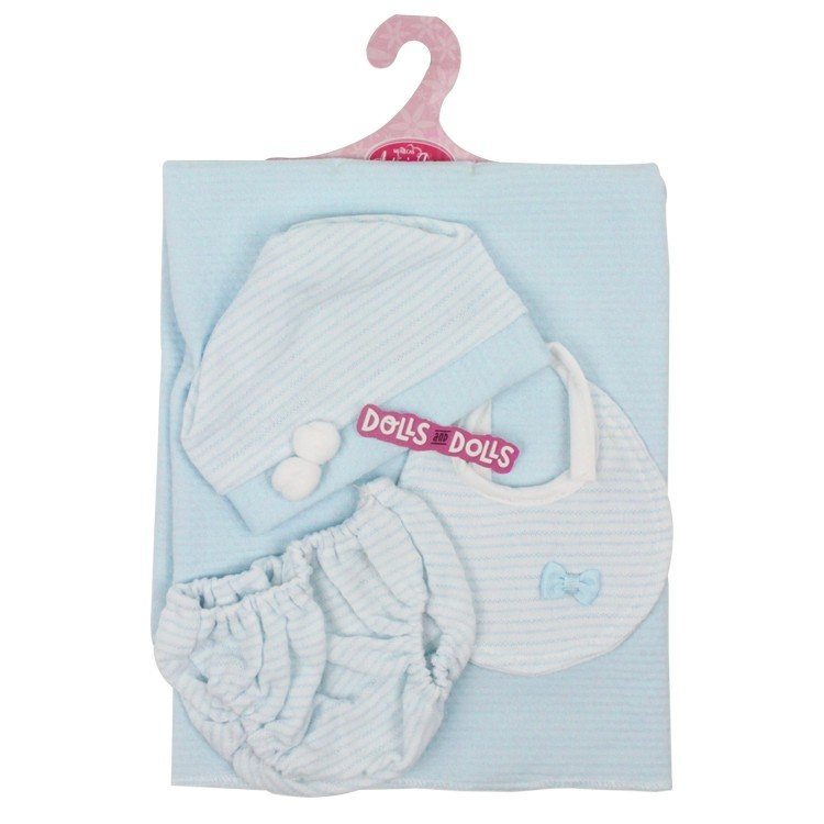 Outfit for Antonio Juan doll 40-42 cm - Blue set with blanket, panties, hat and bib 