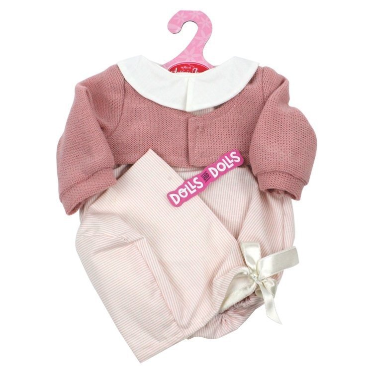 Outfit for Antonio Juan doll 40-42 cm - Pink striped romper with hood and jacket