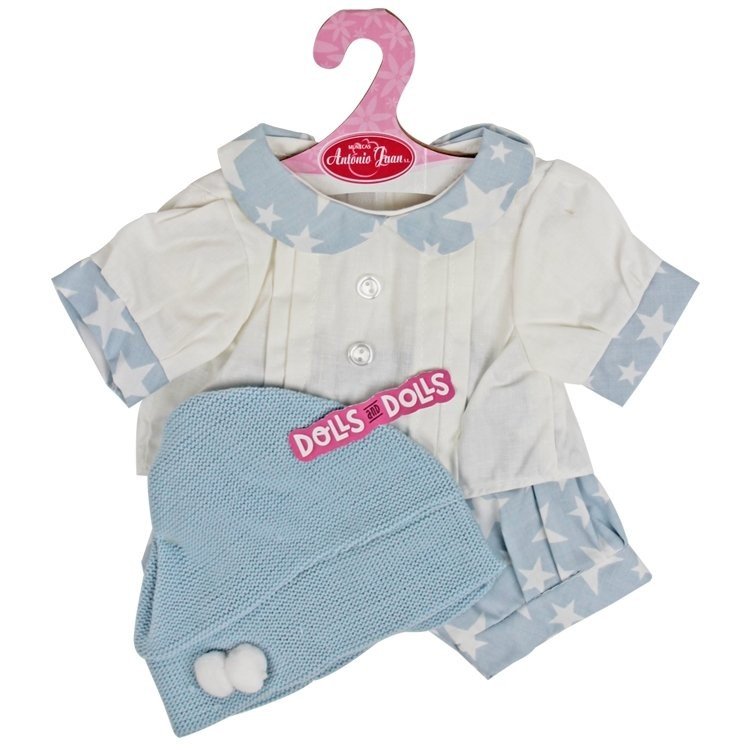 Outfit for Antonio Juan doll 40-42 cm - Blue and white star printed outfit with hat
