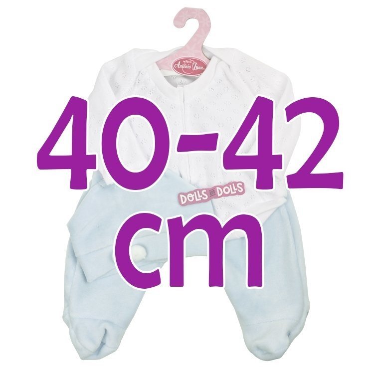 Outfit for Antonio Juan doll 40-42 cm - White and blue pyjamas with hat