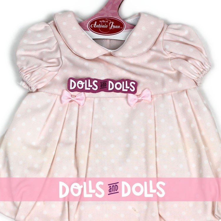 Outfit for Antonio Juan doll 40-42 cm - Pink dress with dots and matching knickers