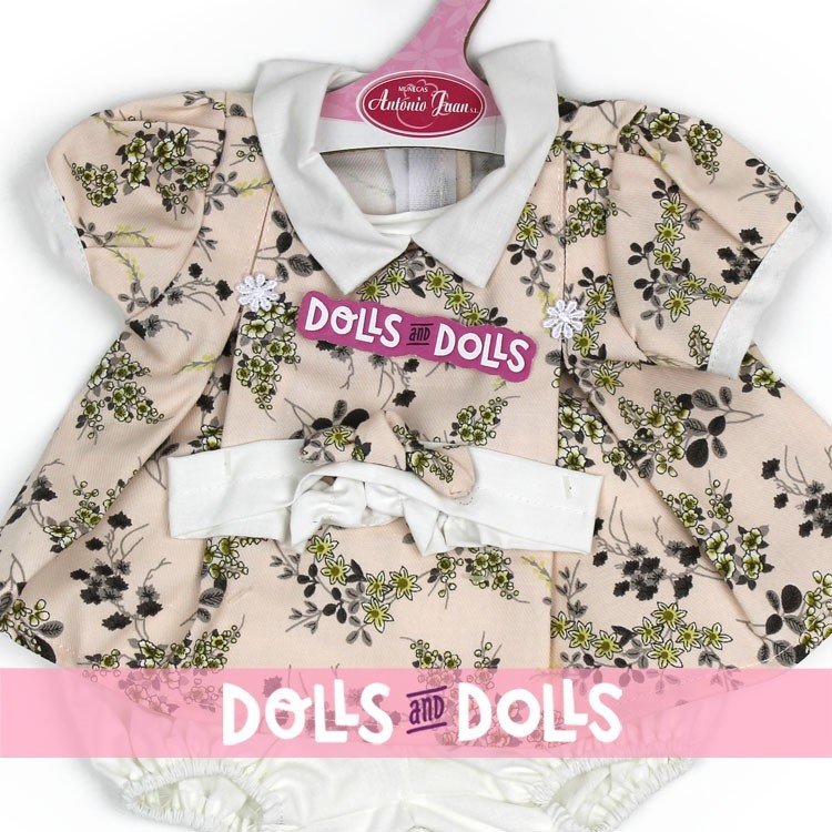 Outfit for Antonio Juan doll 40-42 cm - Pale pink printed dress with headband