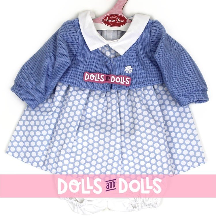 Outfit for Antonio Juan doll 40-42 cm - Blue dress with dots and jacket