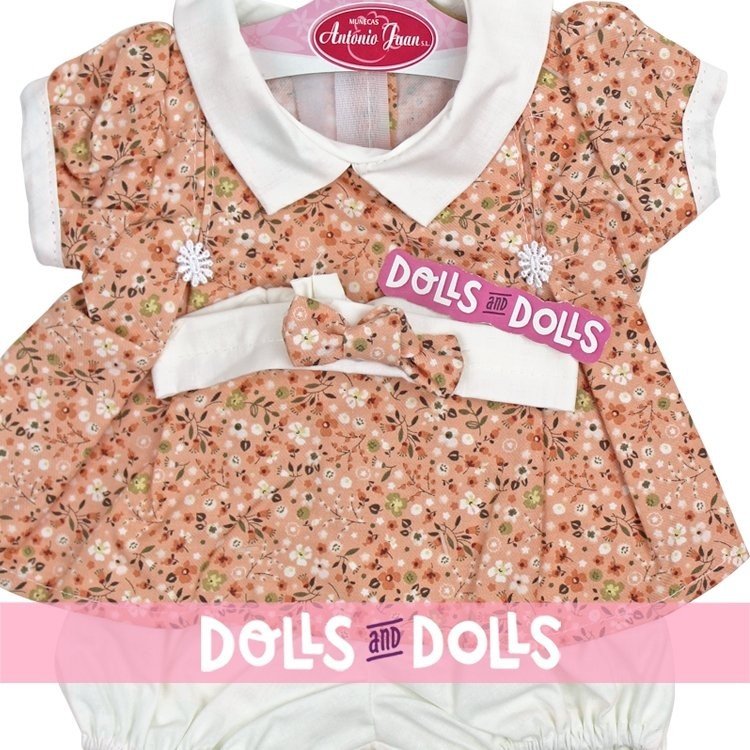 Outfit for Antonio Juan doll 40-42 cm - Salmon floral printed dress with headband