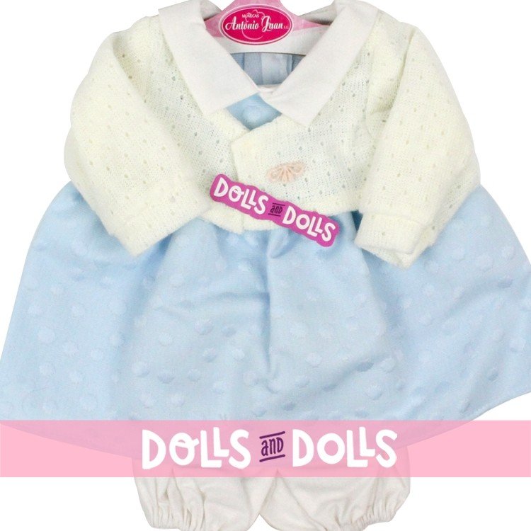 Outfit for Antonio Juan doll 40-42 cm - Blue polka dot dress with jacket