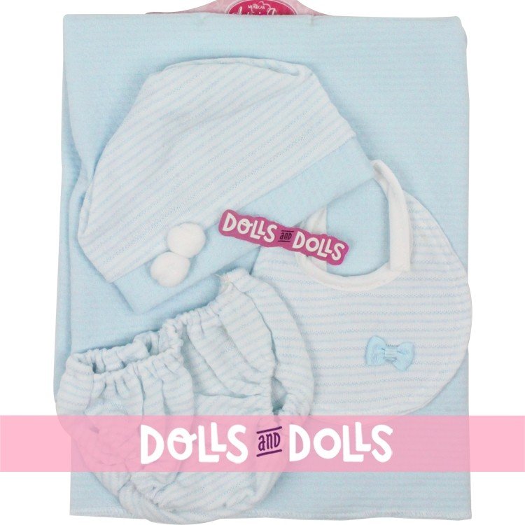 Outfit for Antonio Juan doll 40-42 cm - Blue set with blanket, panties, hat and bib 