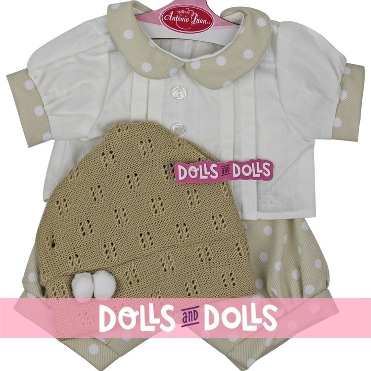Outfit for Antonio Juan doll 40-42 cm - Beige outfit with white dots and hat