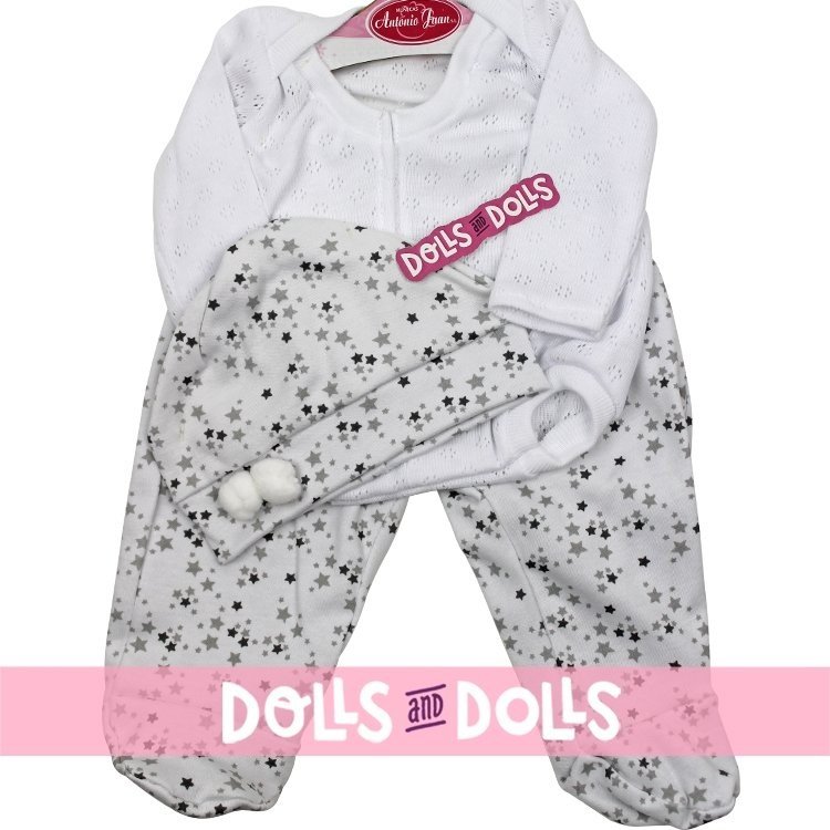 Outfit for Antonio Juan doll 40-42 cm - White star pyjamas with hat
