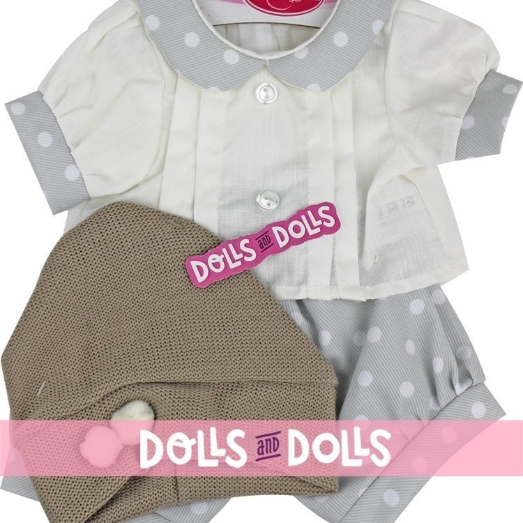 Outfit for Antonio Juan doll 40-42 cm - Grey outfit with white dots and hat