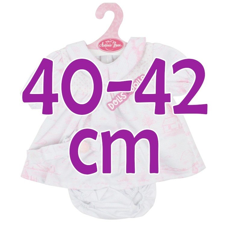 Outfit for Antonio Juan doll 40-42 cm - White and pink printed dress with headband