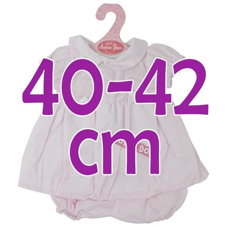 Outfit for Antonio Juan doll 40-42 cm - Pink dress with small dots and matching briefs