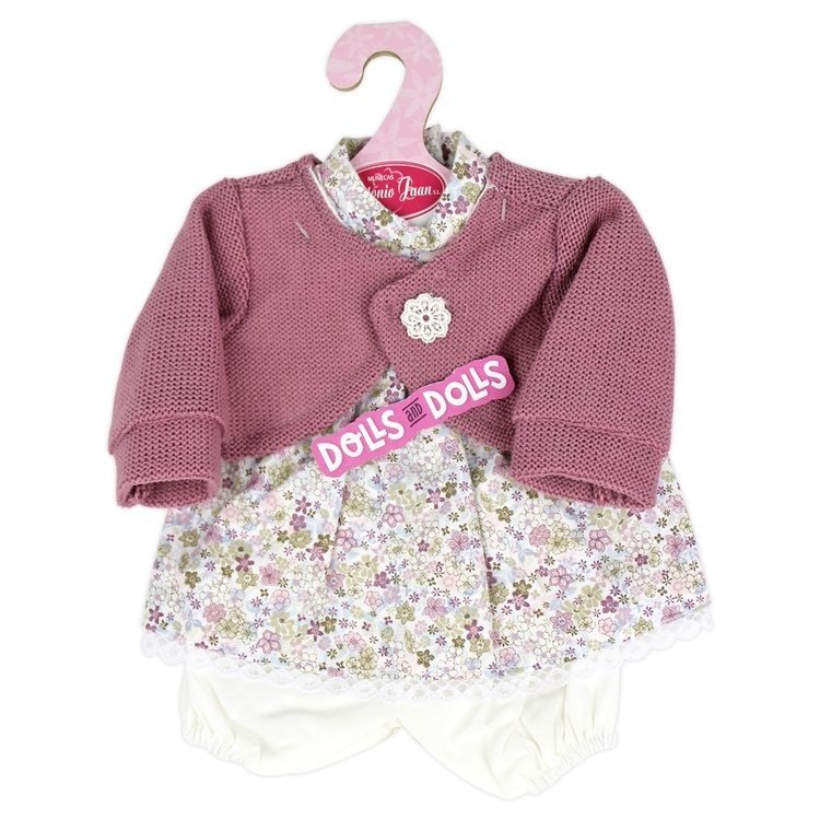 Outfit for Antonio Juan doll 33-34 cm - Floral print outfit with pink jacket