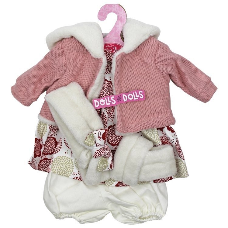 Outfit for Antonio Juan doll 33-34 cm - Floral print outfit with pink jacket and headband