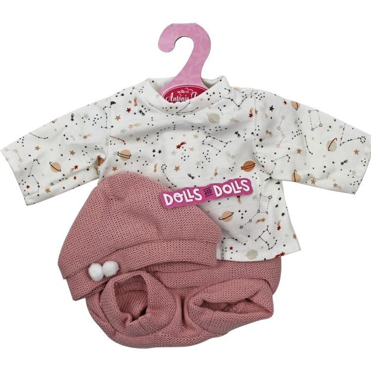Outfit for Antonio Juan doll 33-34 cm - Pink space printed outfit with hat