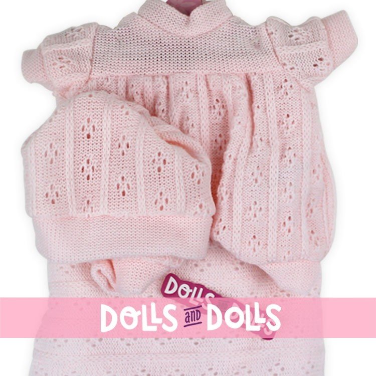 Outfit for Antonio Juan doll 33-34 cm - Pink knit outfit with hat and blanket